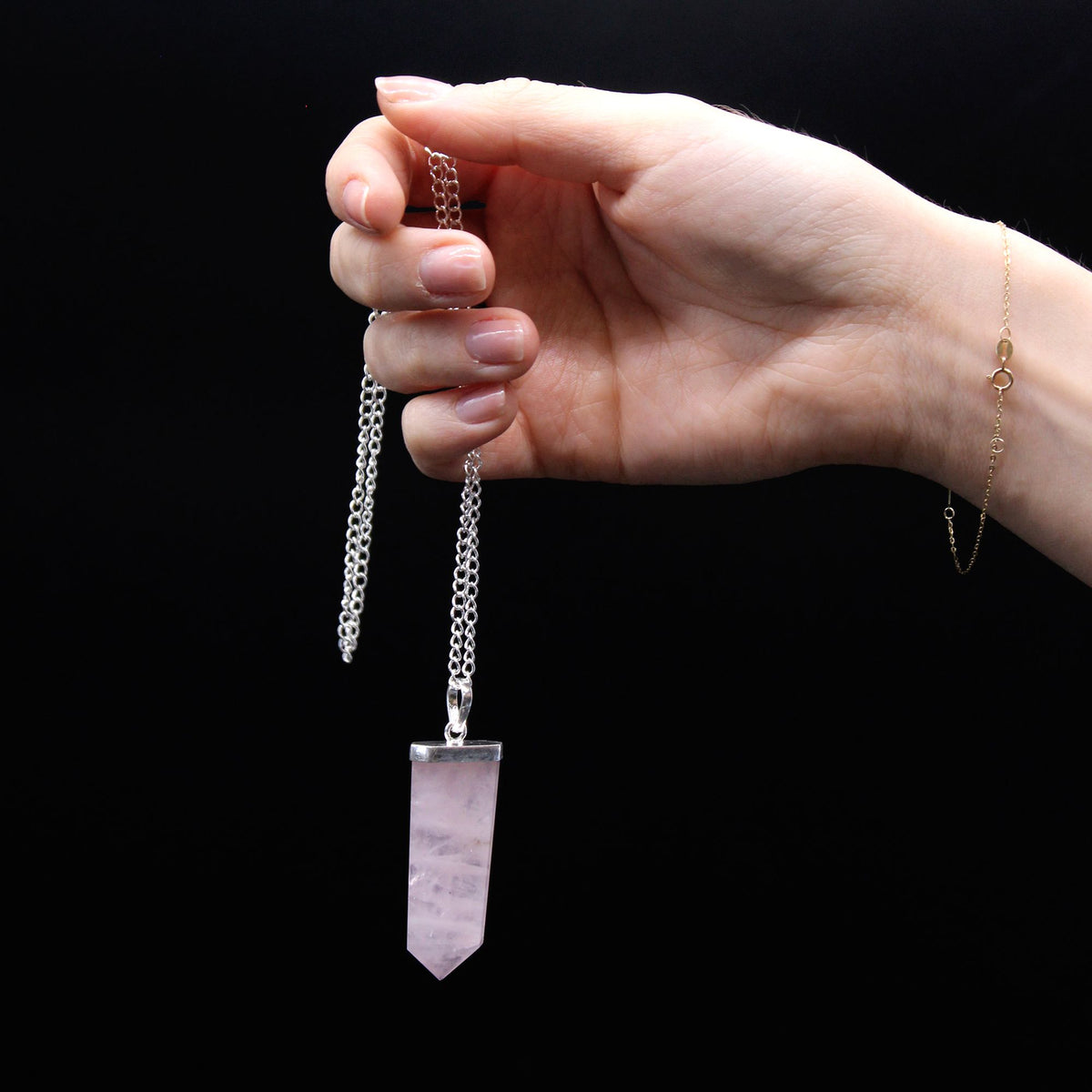 Black Agate Flat Pencil Pendant Necklace – view 6