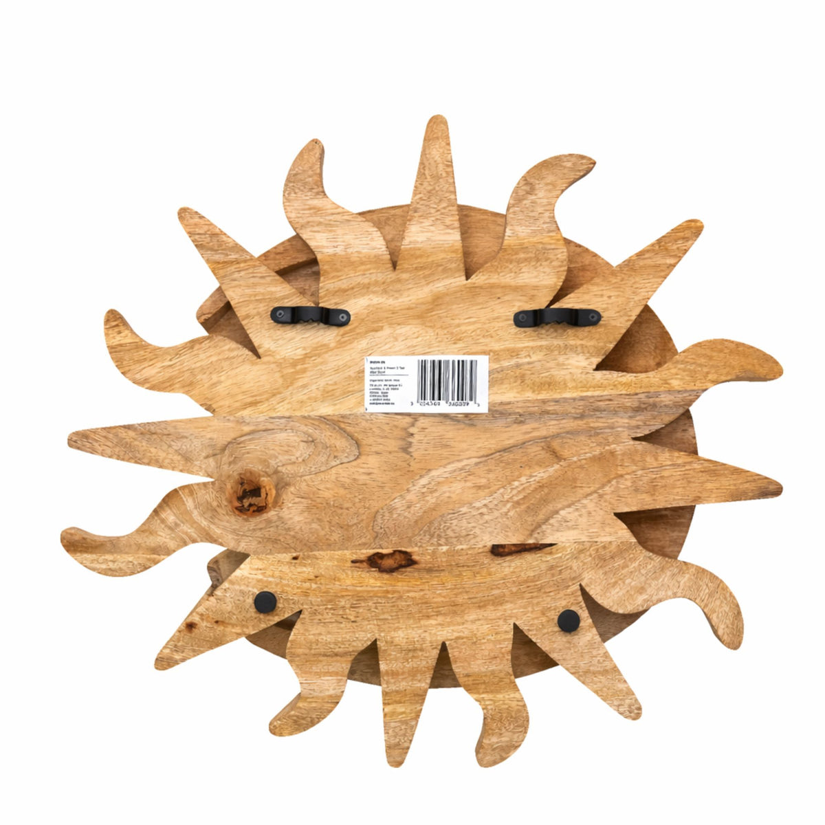 Mango Wood Sun and Moon 3-Tier Wall Shelf – view 2