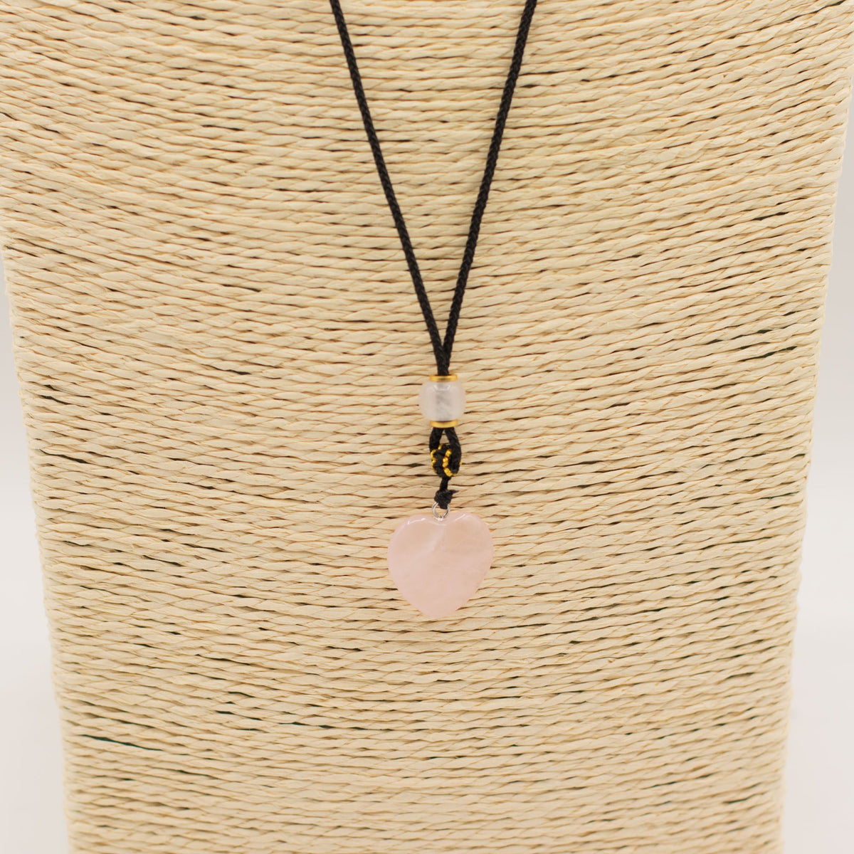 Rose Quartz Heart Gemstone Cord Necklace – view 3