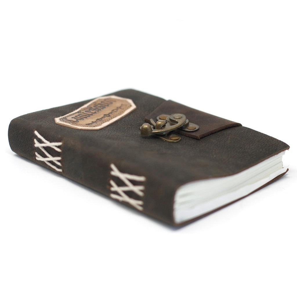 Leather Confessions Notebook with Lock, Black – 13x17.5 cm – view 6