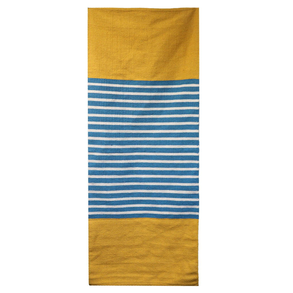 Indian Cotton Rug - Yellow/Blue - 70x174cm – view 3