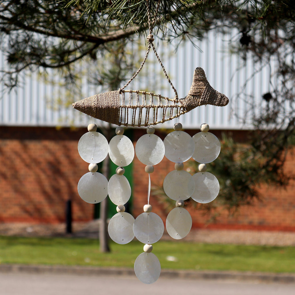 String Fish & Natural Capiz Shell Wind Chime – view 4