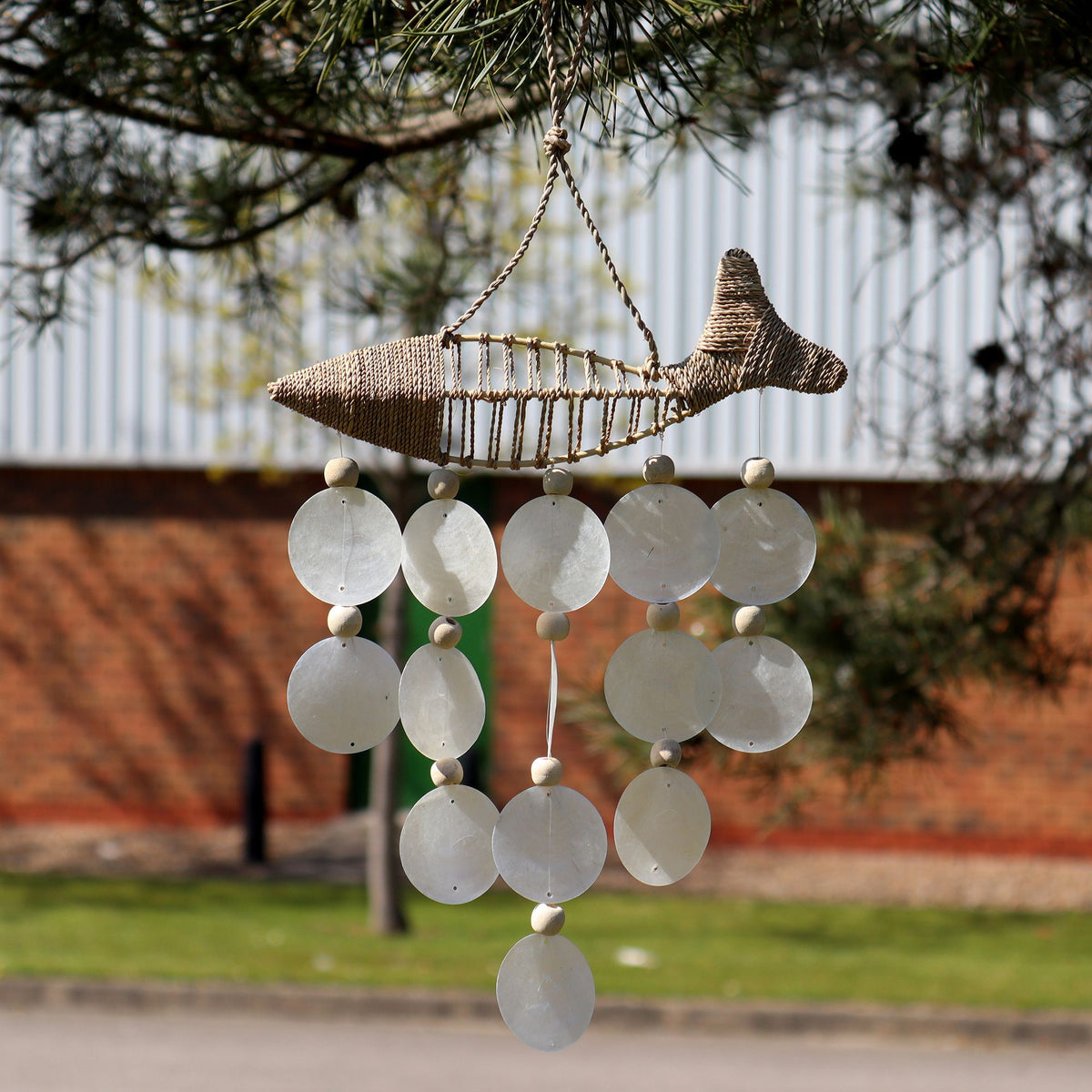 String Fish & Natural Capiz Shell Wind Chime – view 4