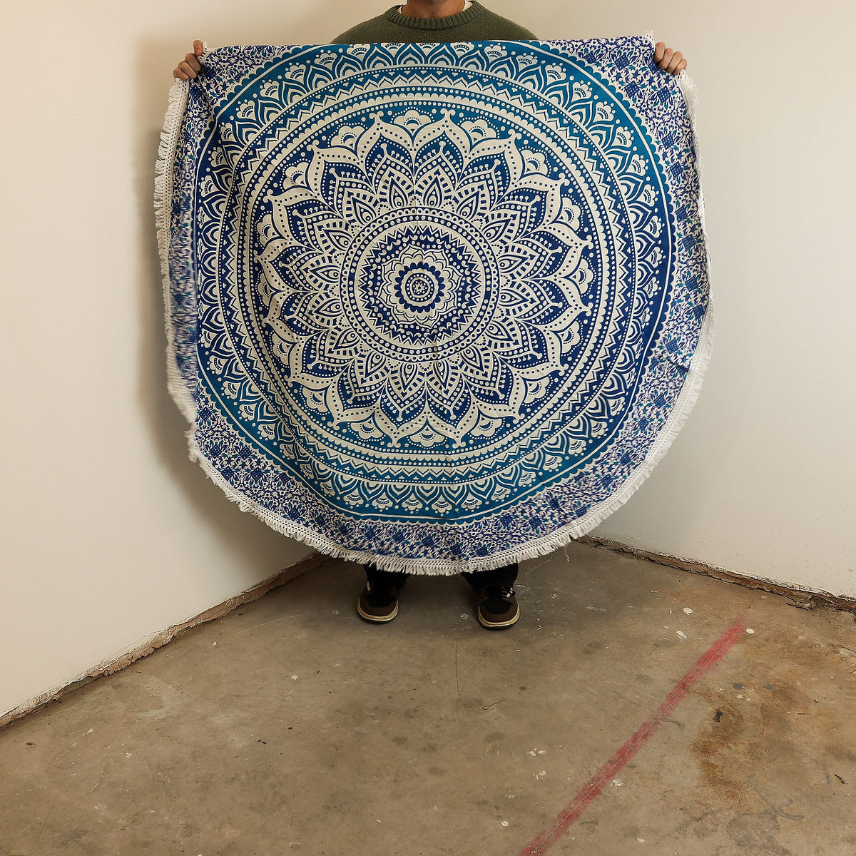 Small Mandala Roundie Cotton Art (130cm) - Classic Blue – view 2