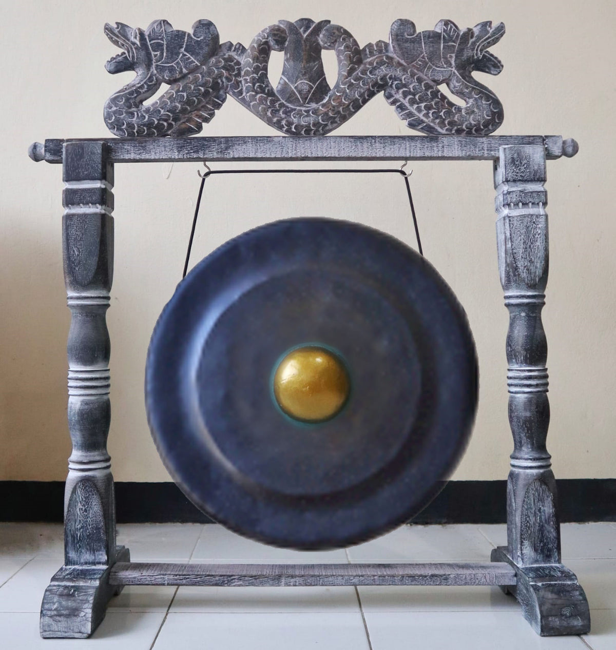 Medium Gong in Black Stand - 50cm