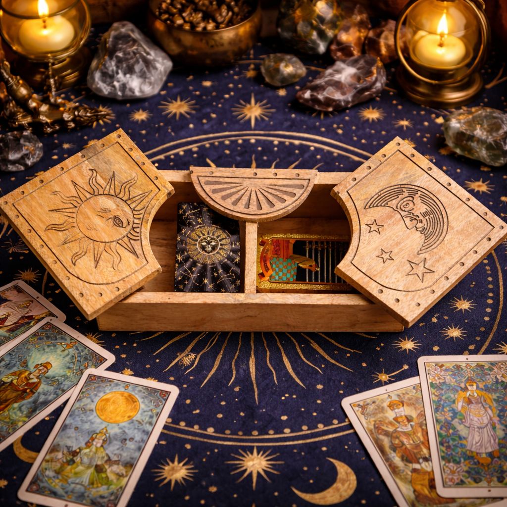 Sun and Moon Carved Sliding Box for Tarot – view 5