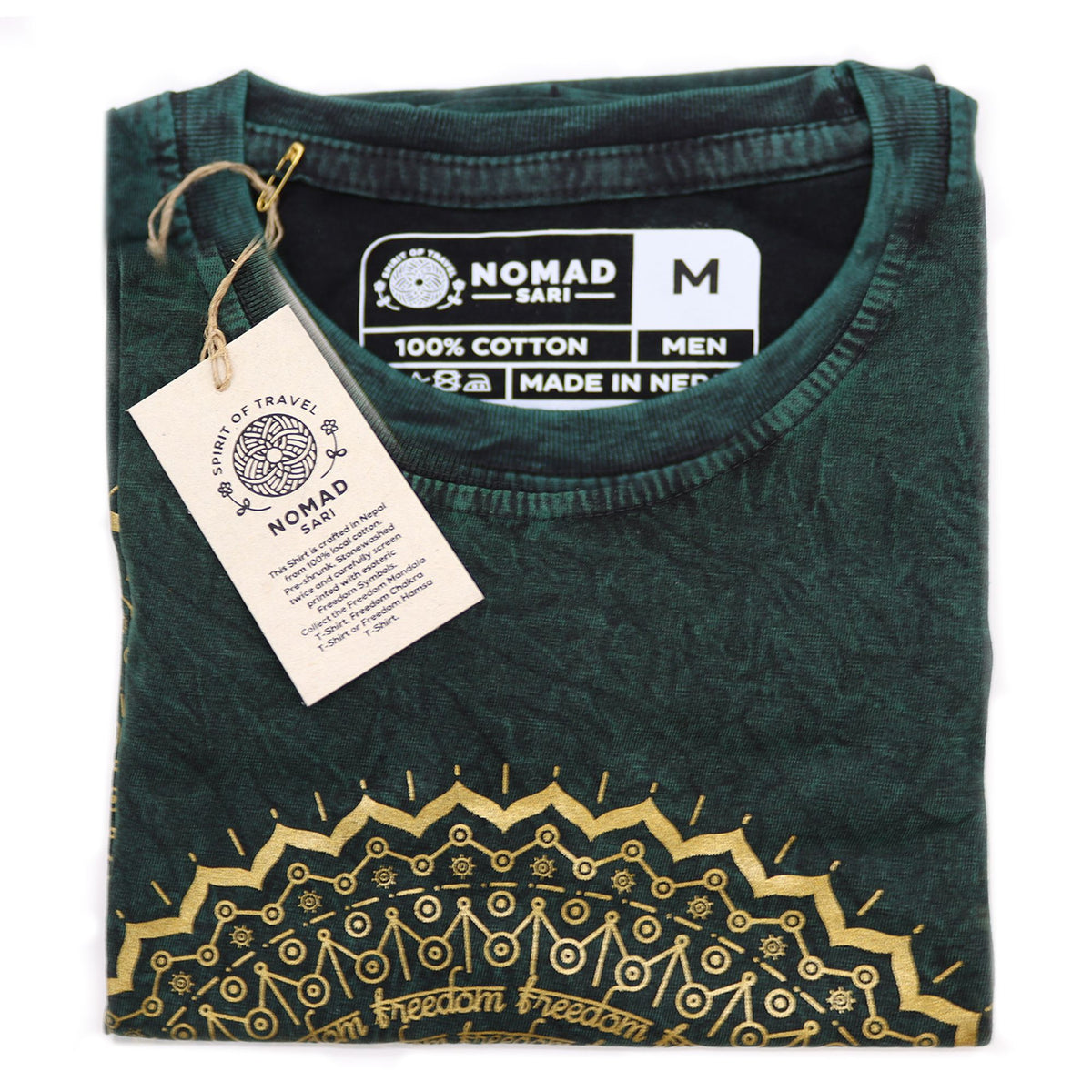 Nomad Sari Stonewashed T-Shirt - Mandala - Green - Medium – view 3