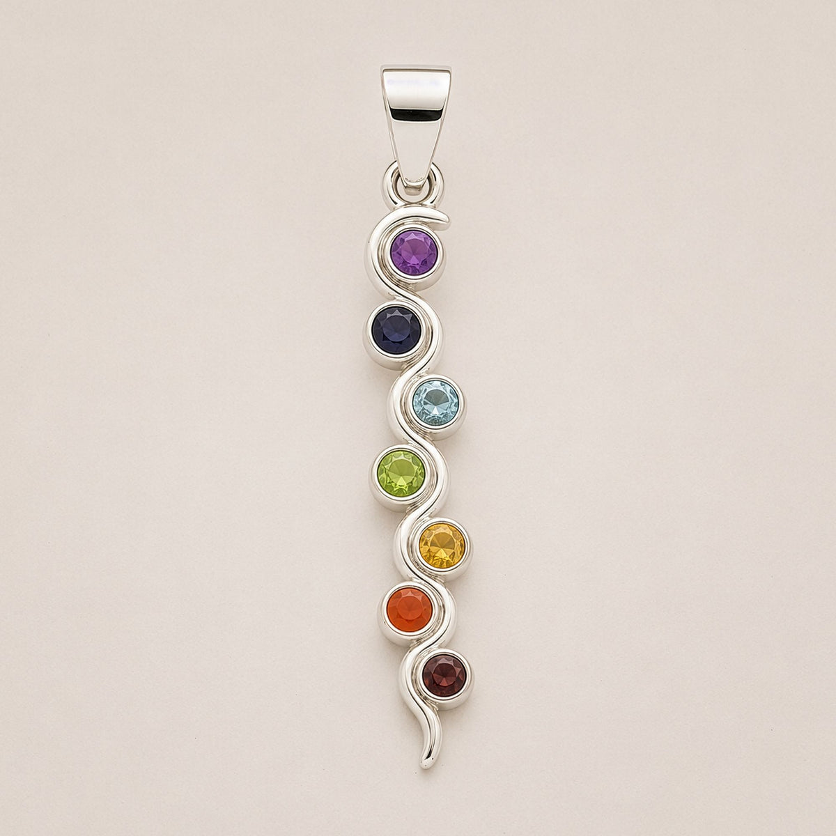Snake Chakra Pendant Necklace on Silver Plated Cord 45cm – view 3