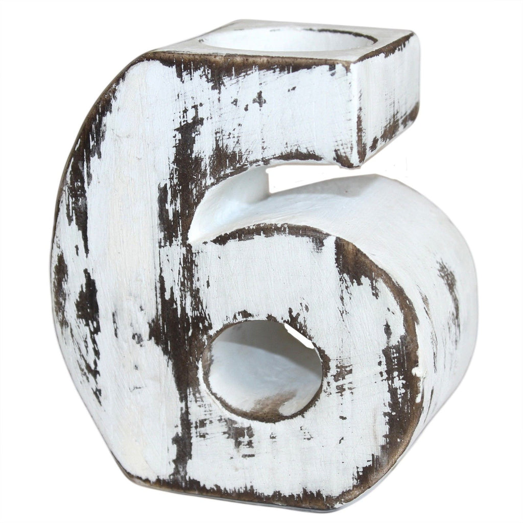 Wooden Number 6 Candle Holder – view 4