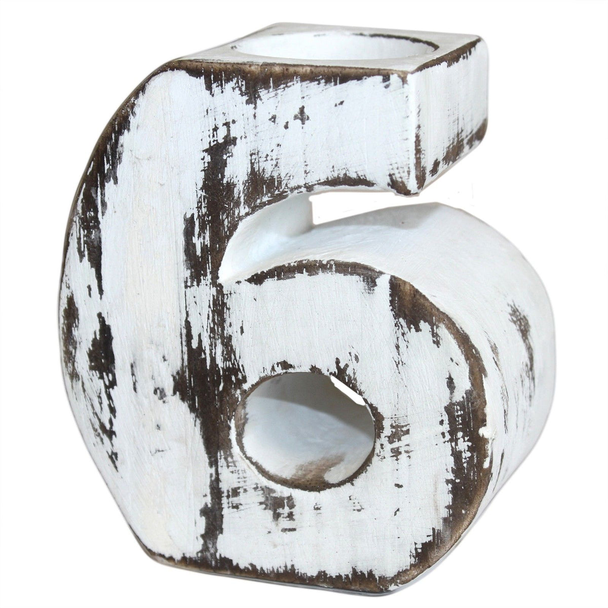 Wooden Number 6 Candle Holder – view 4