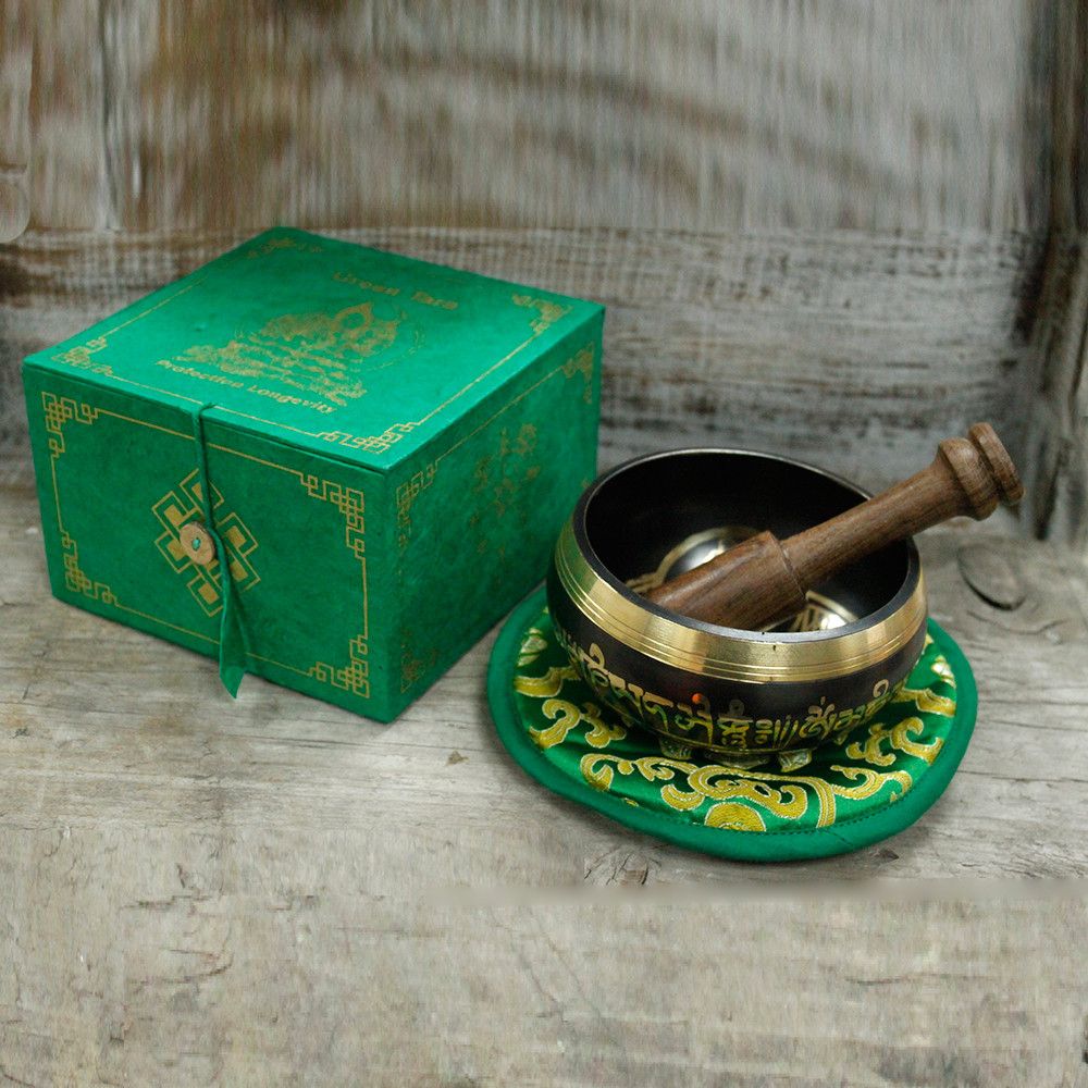 Green Tara Singing Bowl Set - 13cm Brass – view 2