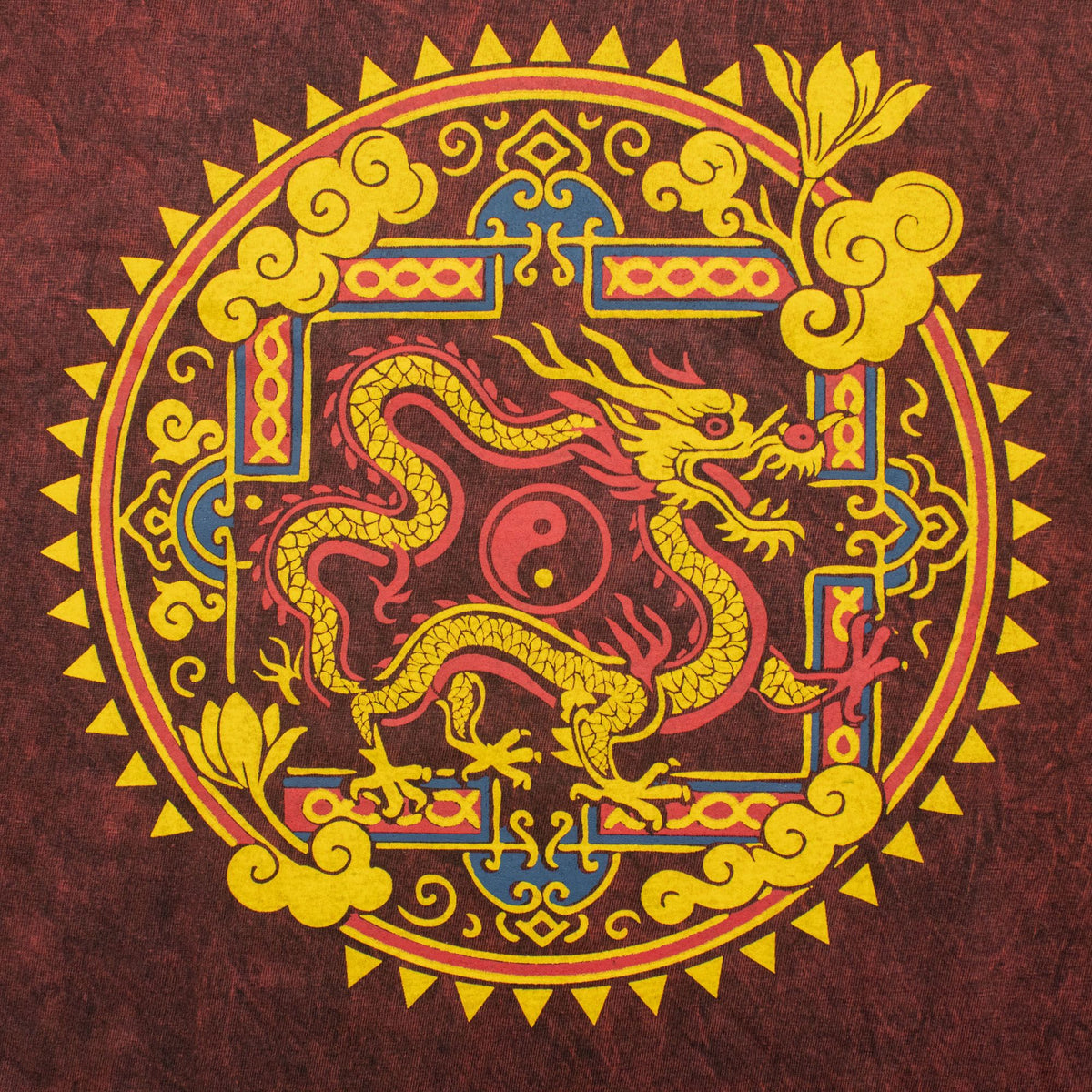 Nomad Sari Stonewashed T-Shirt - Dragon Mandala - Maroon - Medium – view 2
