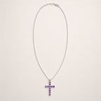 Amethyst Crucifix Pendant - Silver Plated 45cm Chain – view 2
