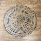 Round Jute and Recycled Denim Rug - 90 cm – view 3