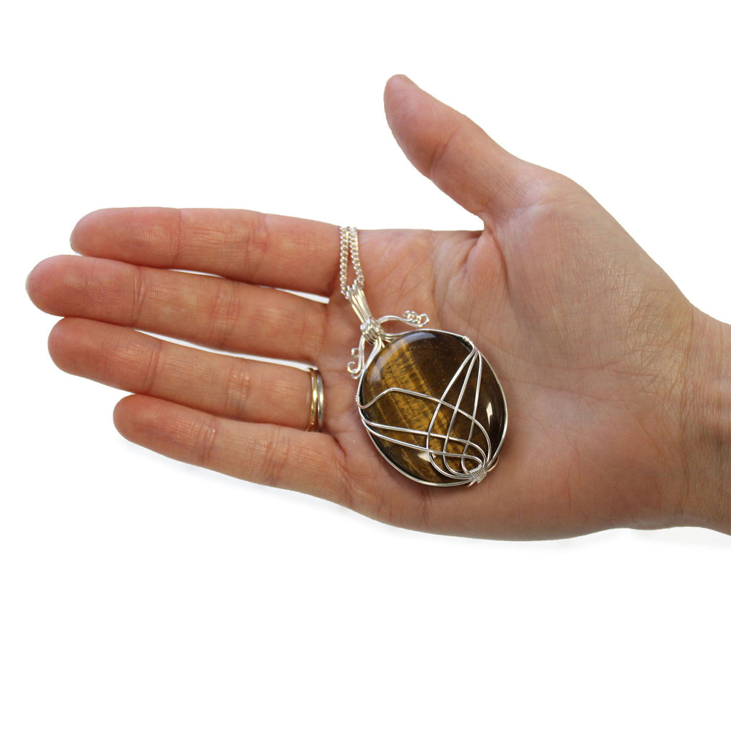 Swirl Wrapped Tiger Eye Gemstone Necklace