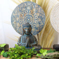 Buddha Feng Shui Set, Flower Mandala, Blue Finish