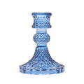 Vintage Pressed Glass Candle Holders - Royal Blue Set of 2