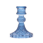 Vintage Pressed Glass Candle Holders - Royal Blue Set of 2