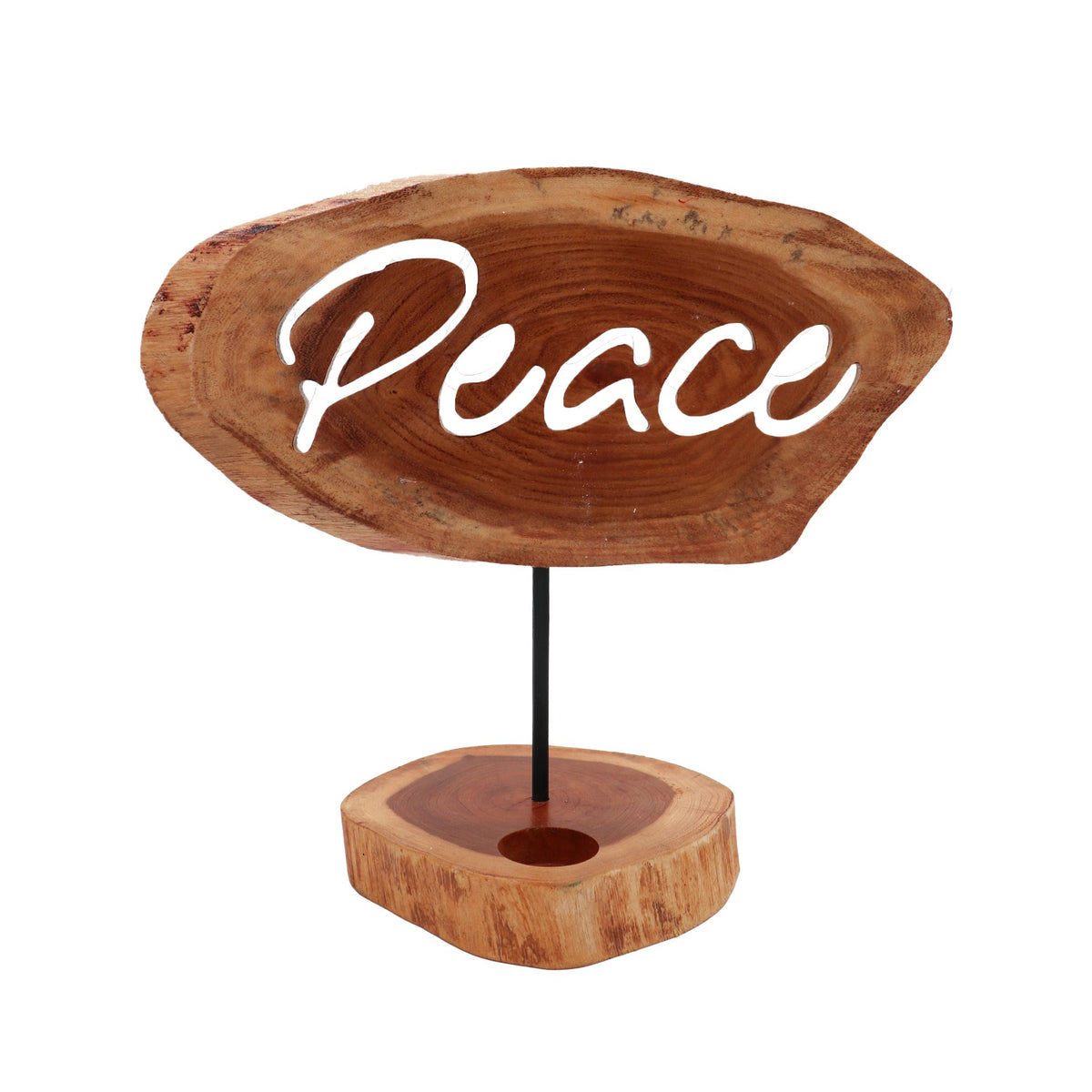 Wooden Tealight Holder Sign - Peace