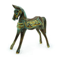 Large Gold and Turquoise Wood Horse, 32 cm