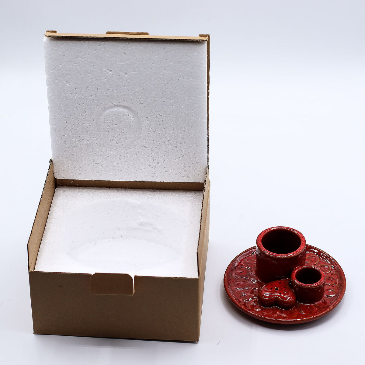 Ceramic Palo Santo & Smudge Holder, Mandala, Red with Heart – view 5
