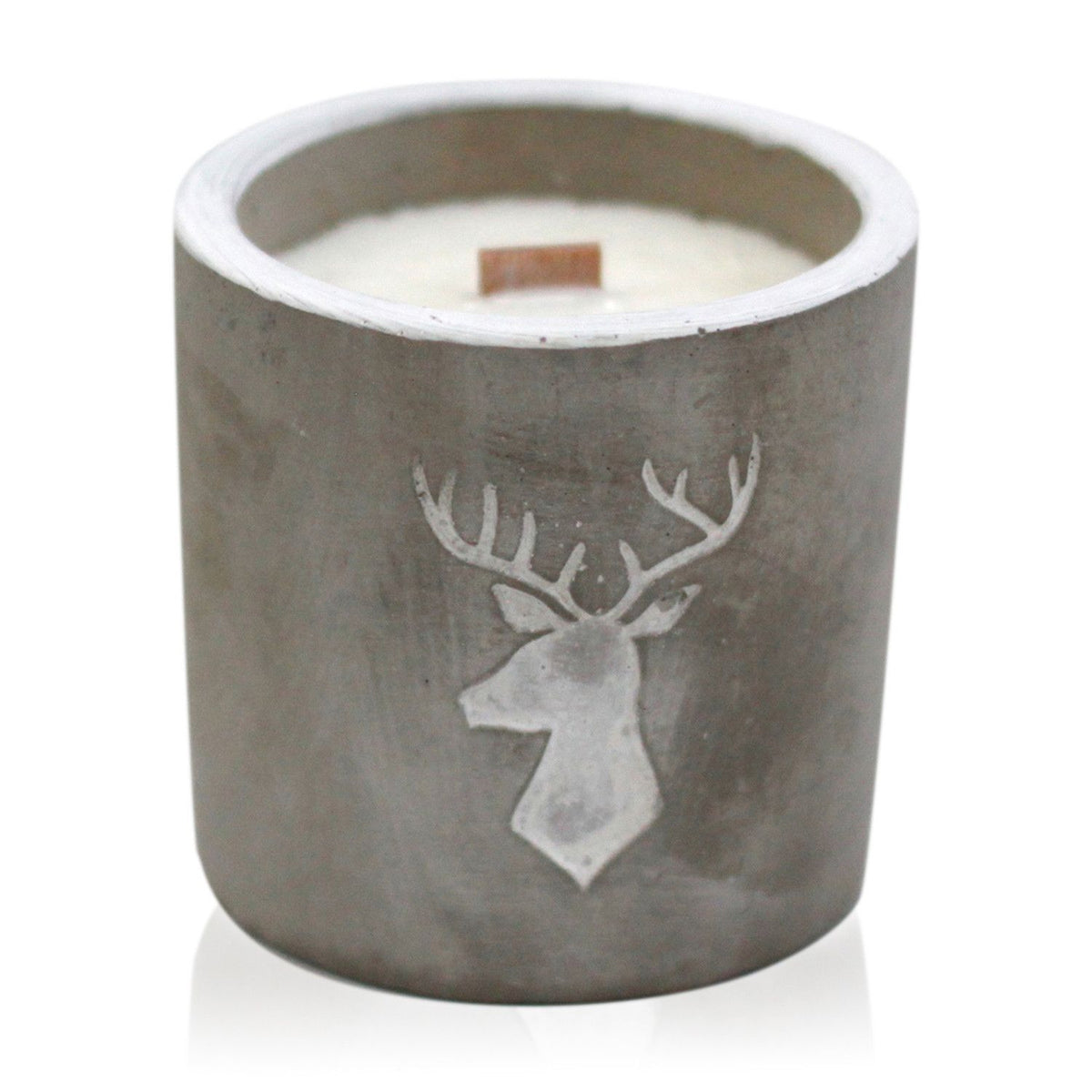 Concrete Wooden Wick Candle - Whiskey & Woodsmoke – view 2
