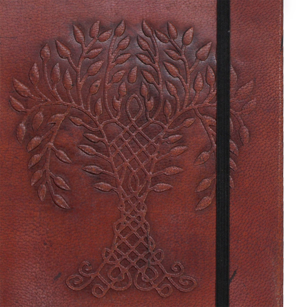 Small Vegetable Tanned Leather Notebook with Strap – Tree of Life – view 2