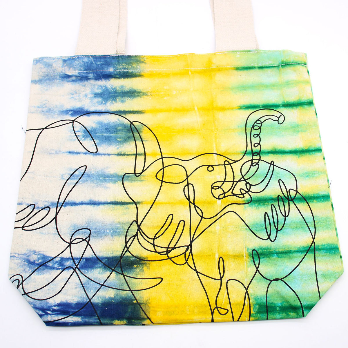 Tie-Dye Cotton Bag - Elephants - Multi - Natural Handle – view 3
