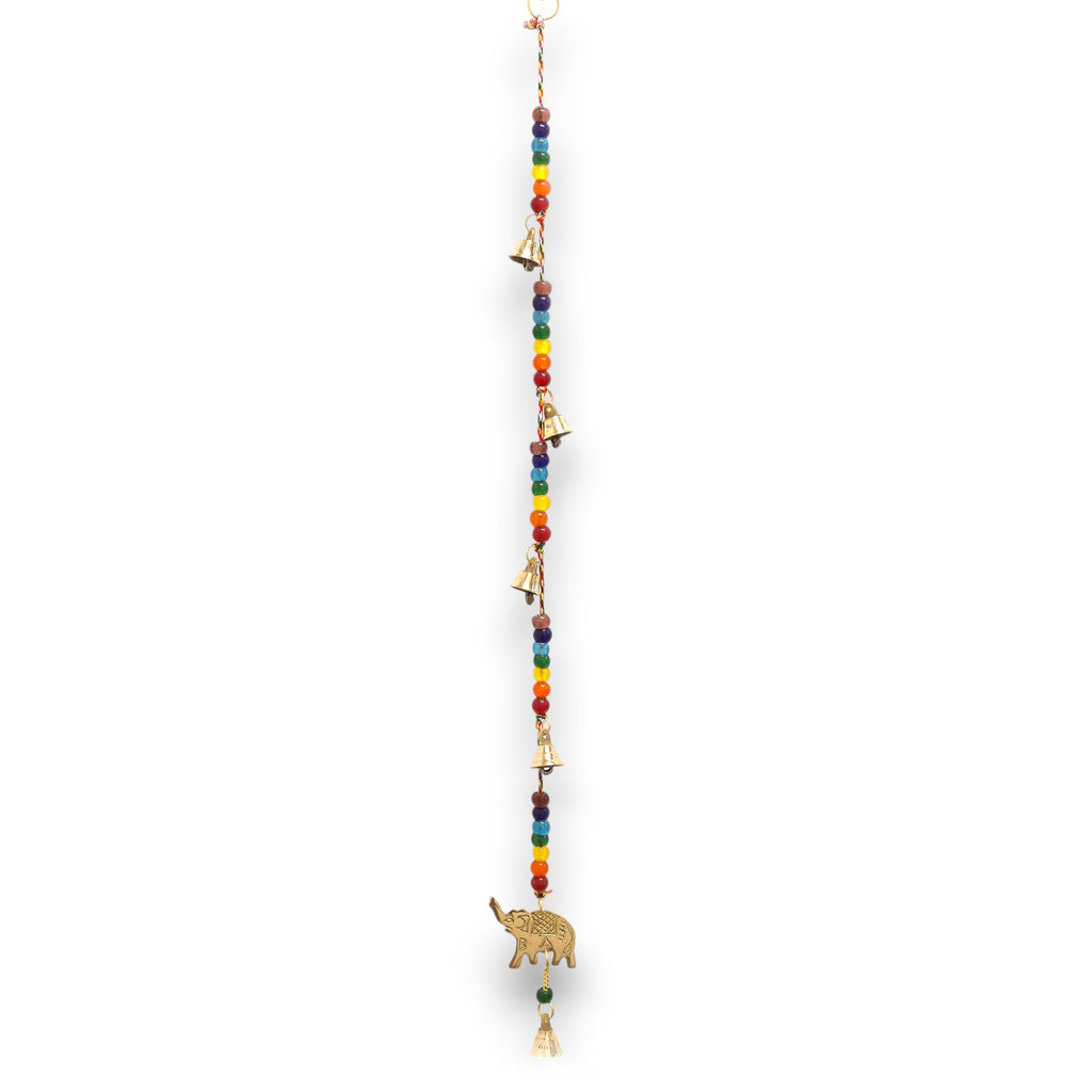 Brass Elephant Wind Chime with Chakra Beads, 53cm – view 2