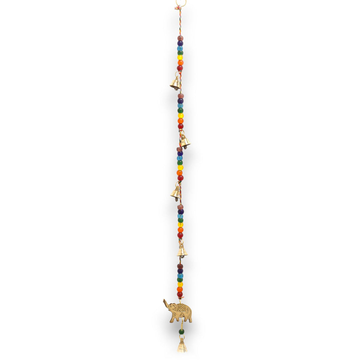Brass Elephant Wind Chime with Chakra Beads, 53cm – view 2