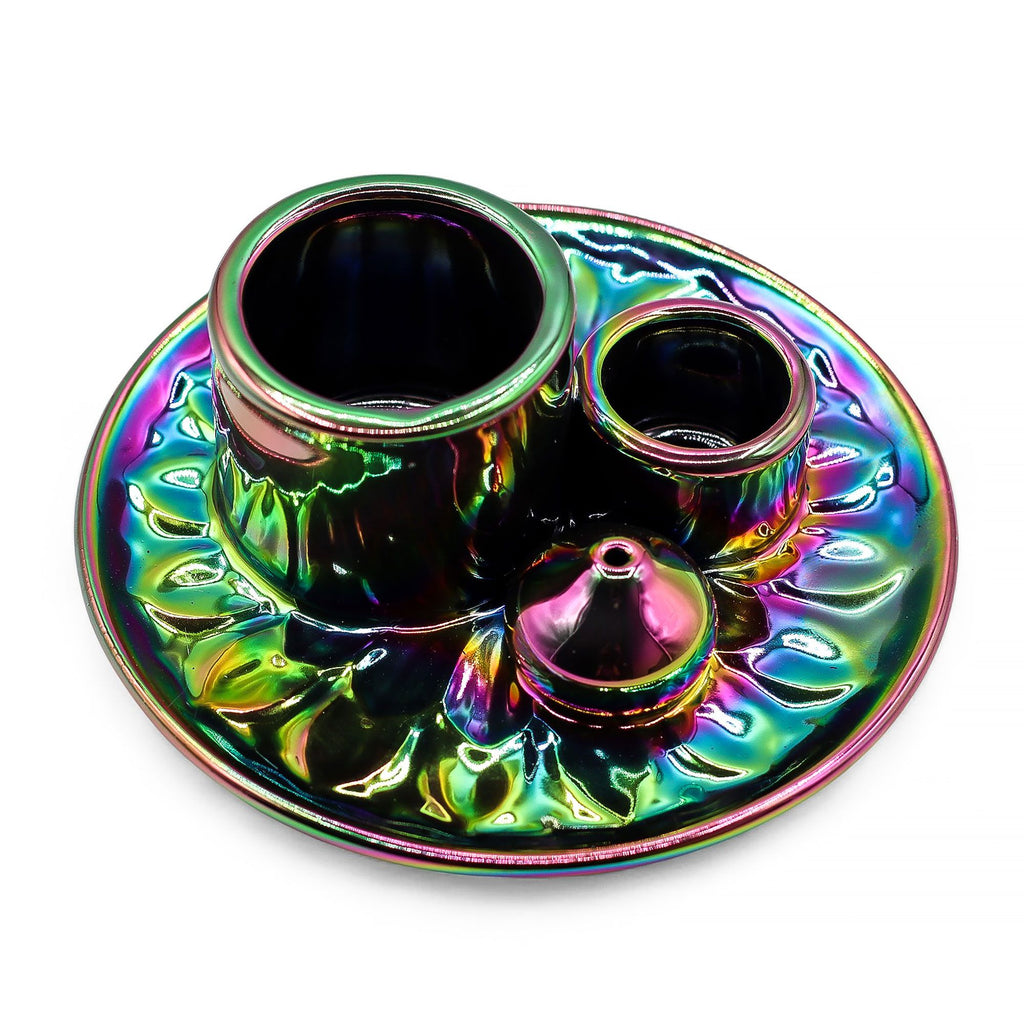 Ceramic Palo Santo & Smudge Holder, Mandala, Metallic Rainbow – view 4