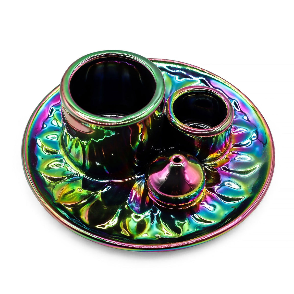 Ceramic Palo Santo & Smudge Holder, Mandala, Metallic Rainbow – view 4