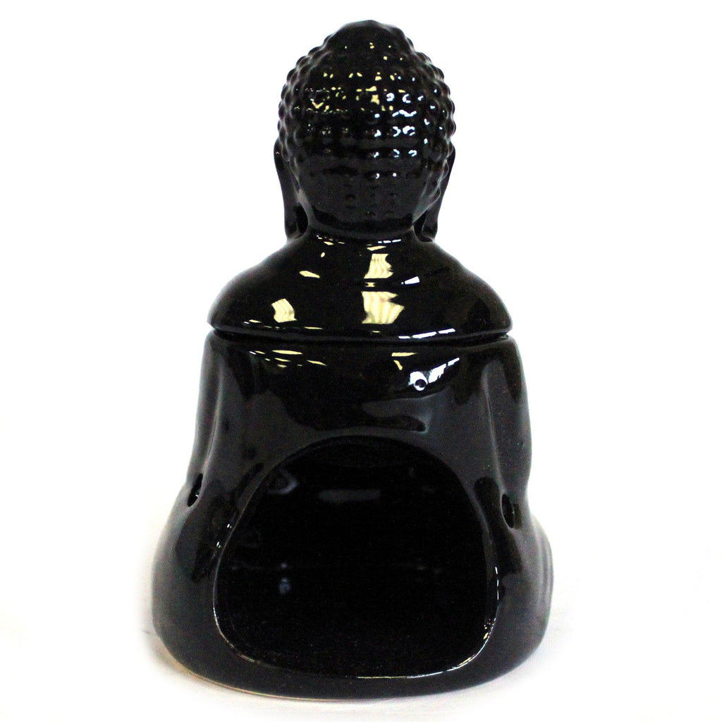 Sitting Buddha Ceramic Oil Burner - Black – view 4