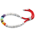 White Howlite Chakra Bead Bracelet on Red Cord