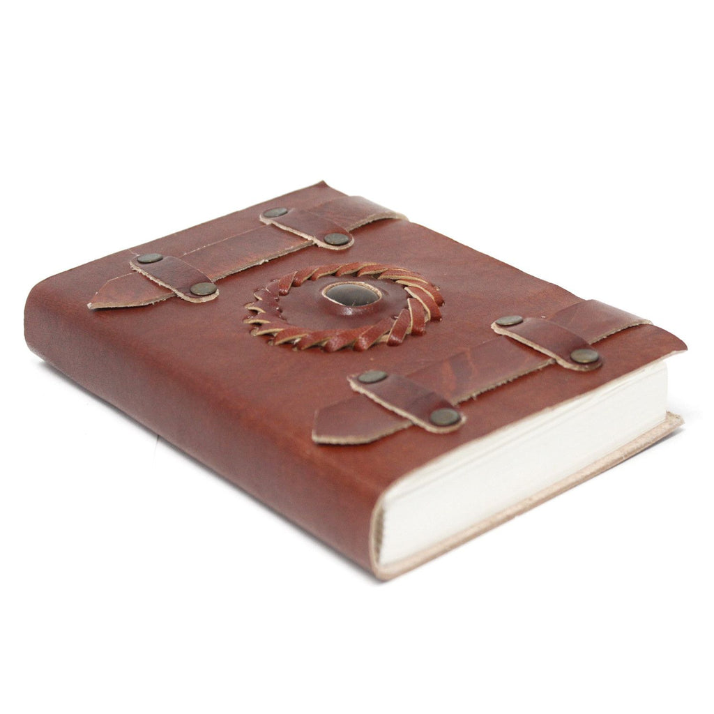 Leather Tigereye Notebook with Belt Strap – 15x10 cm – view 2