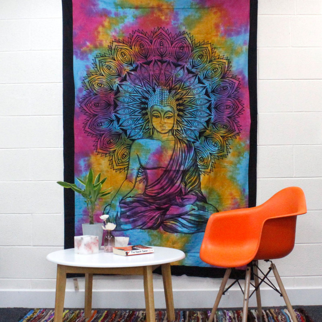 Single Cotton Bedspread & Wall Hanging - Chakra Buddha 130x200cm – view 4