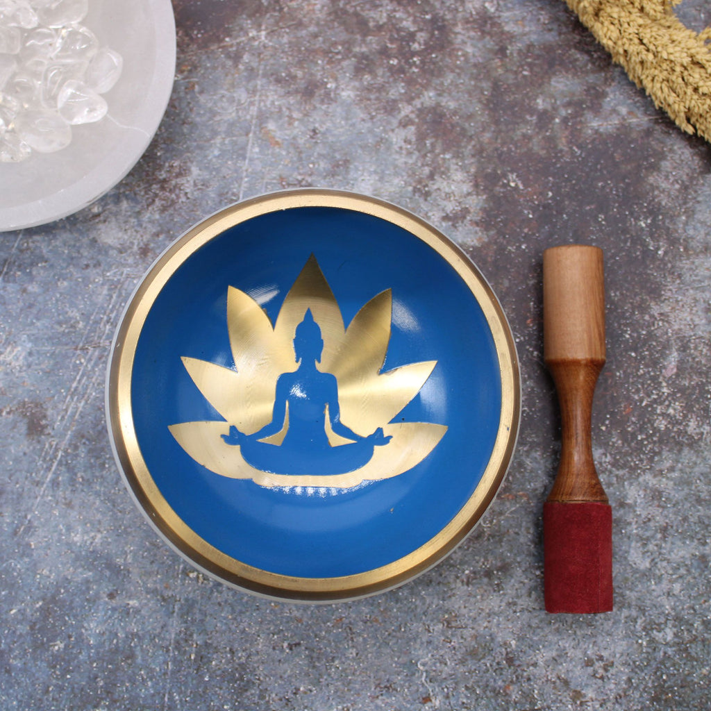 Large Yoga Moves Singing Bowl Set - White/Blue (14cm) – view 6
