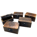 Carved Mango Wood Pill Boxes 9 x 5 x 4 cm – Set of 5 – view 3