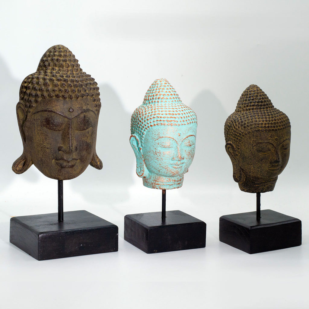 Stillness Buddha Head Statue on Stand, Grey – view 4