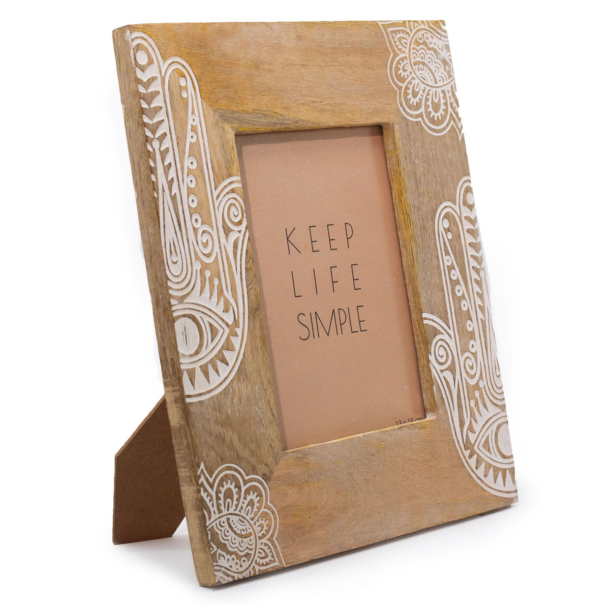 Large Mango Wood Picture Frame, Hamsa, White