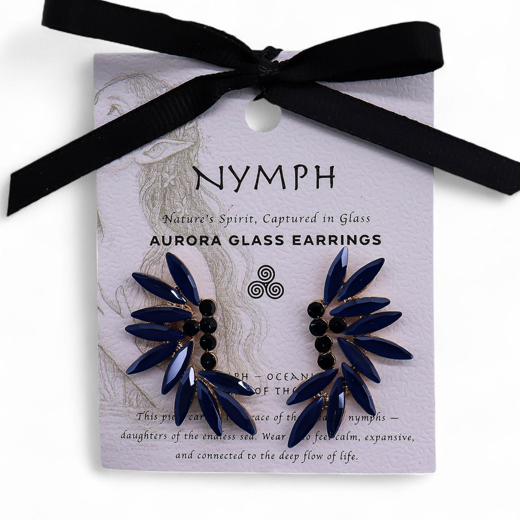 Nymph Royal Blue Fairies Vintage Glass Earrings – view 4