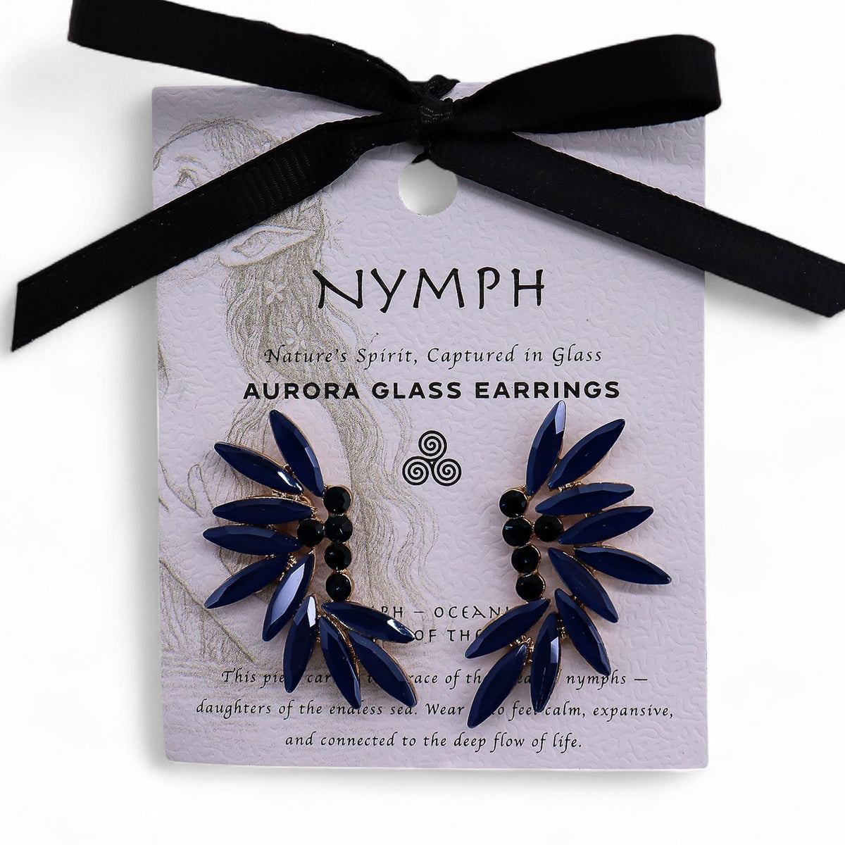 Nymph Royal Blue Fairies Vintage Glass Earrings – view 4