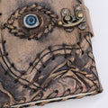Brown Tan Leather Notebook, Evil Eye, 160 Pages – 17x12.5 cm