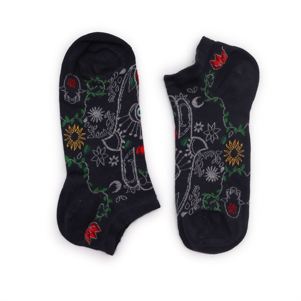 Hop Hare Bamboo Low Trainer Socks - Hamsa Hand – view 4