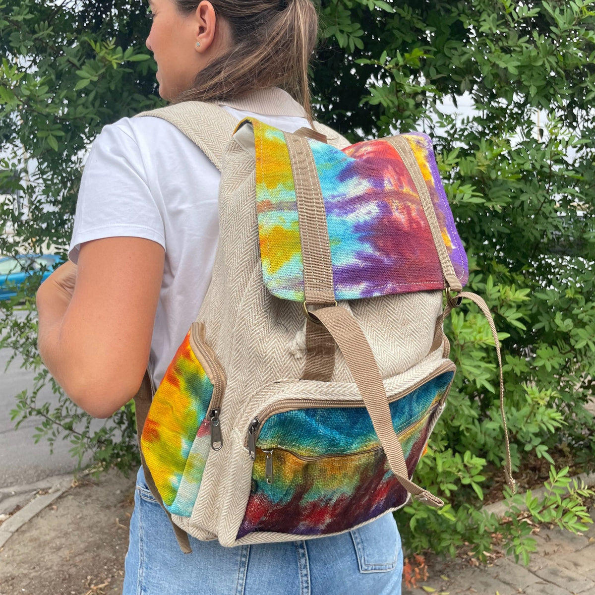 Tie-Dye Hemp Large Square Backpack – view 3
