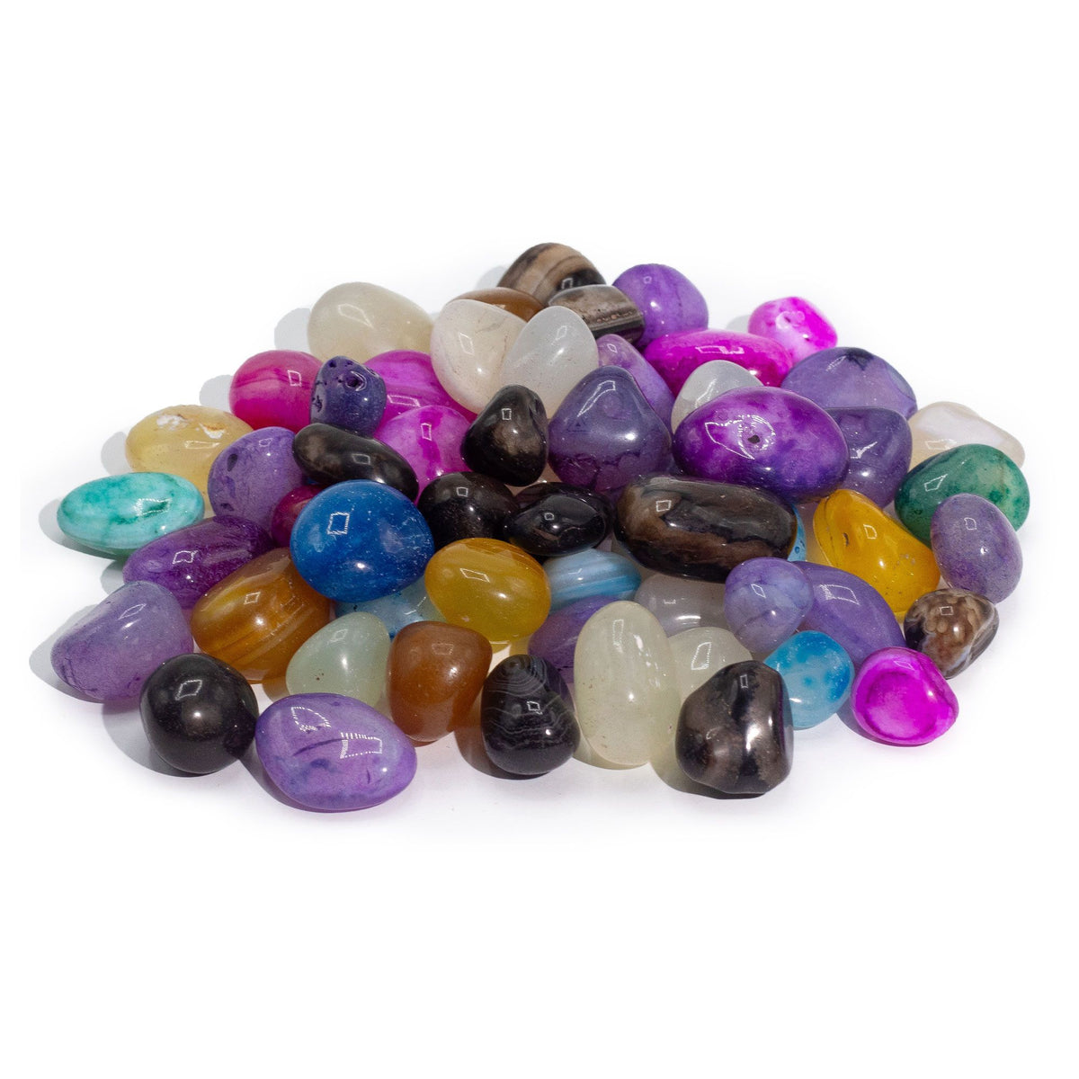 Treated Mixed Agate Stones - 1kg, 7 Colours, Approx. 70 Stones