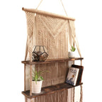Macrame Hanging Shelf - Brown Wood, Brown Rope, 150 cm – view 9
