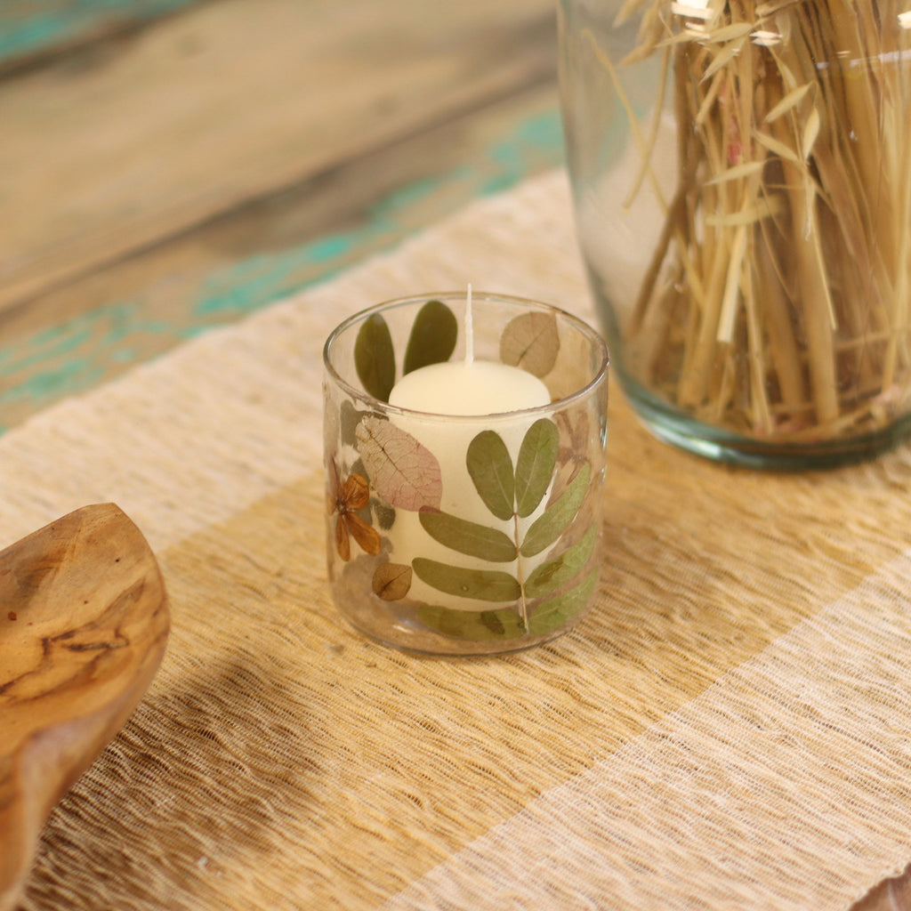 Natural Floral Glass Straight Candle Holder - Primavera 8x8cm – view 4