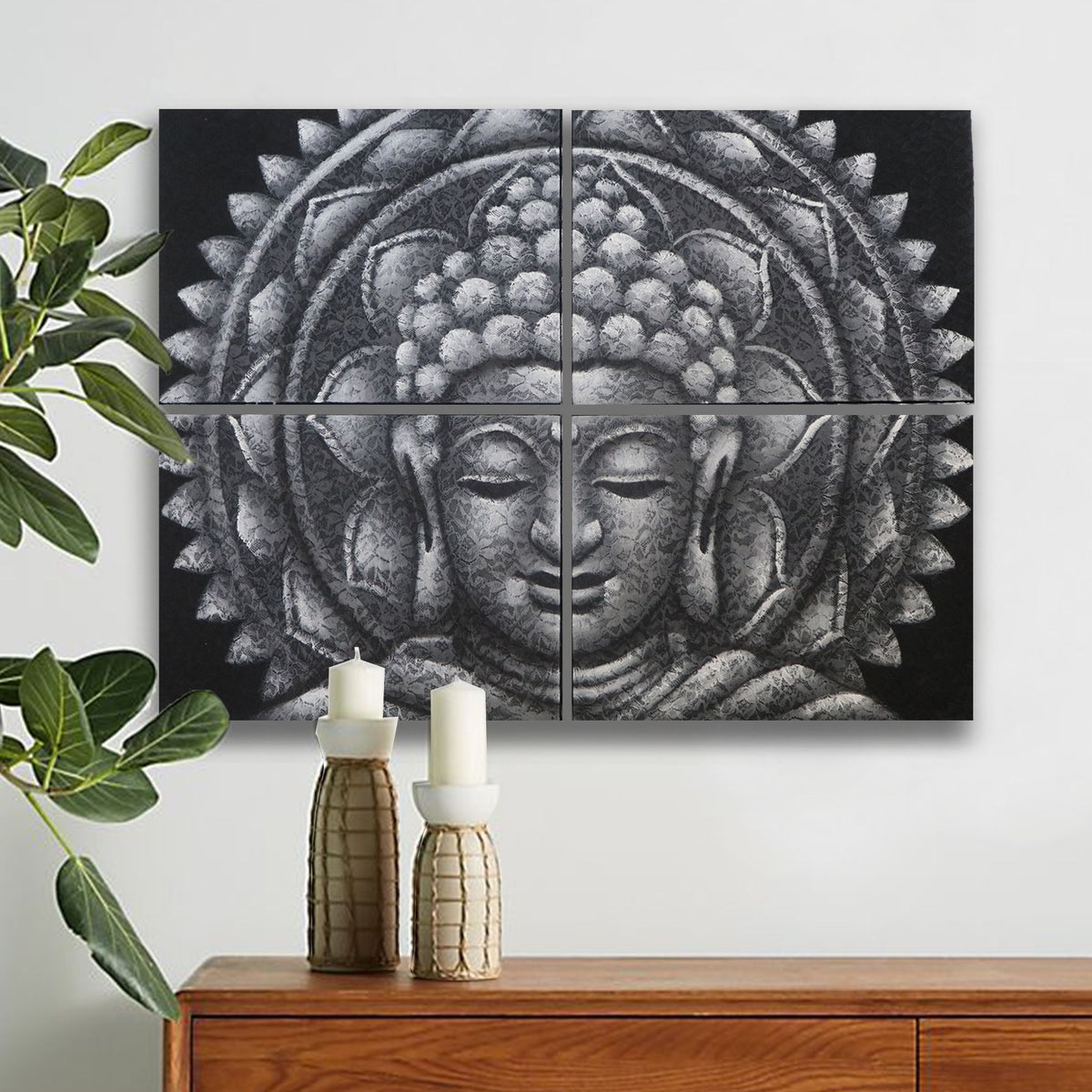 Grey Buddha Mandala Brocade, Set of 4 - 30 x 40cm – view 3