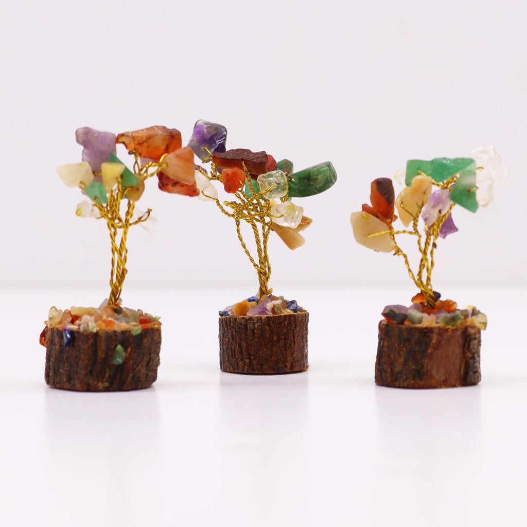 Mixed Gemstone Mini Tree on Wood Base, 15 Stones – view 5